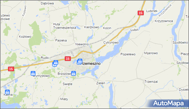 mapa Bystrzyca gmina Trzemeszno, Bystrzyca gmina Trzemeszno na mapie Targeo