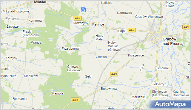 mapa Chlewo gmina Grabów nad Prosną, Chlewo gmina Grabów nad Prosną na mapie Targeo