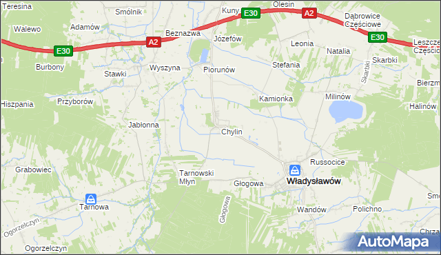 mapa Chylin gmina Władysławów, Chylin gmina Władysławów na mapie Targeo