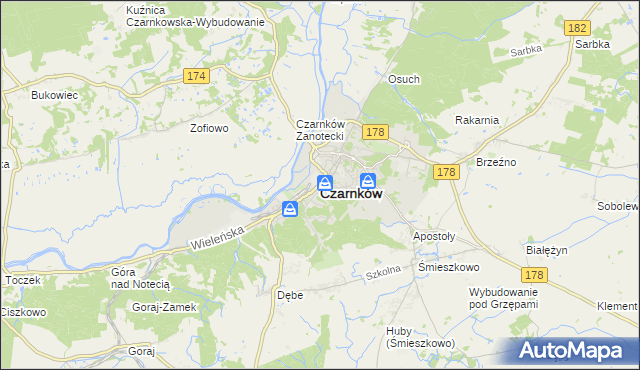 mapa Czarnków, Czarnków na mapie Targeo