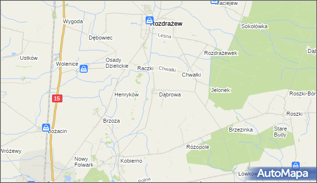 mapa Dąbrowa gmina Rozdrażew, Dąbrowa gmina Rozdrażew na mapie Targeo