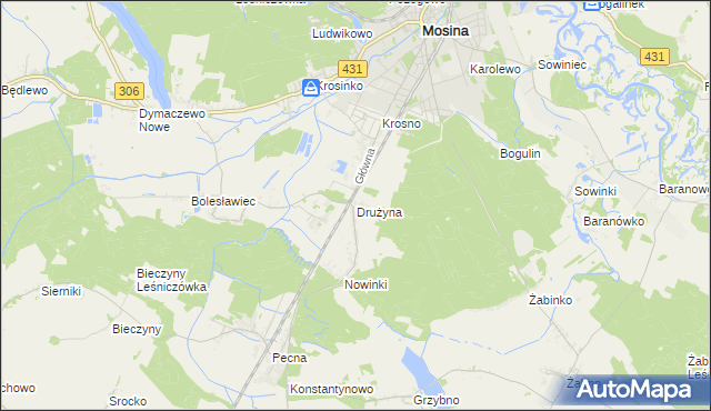 mapa Drużyna, Drużyna na mapie Targeo