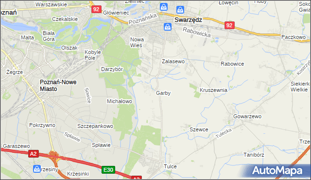 mapa Garby gmina Swarzędz, Garby gmina Swarzędz na mapie Targeo