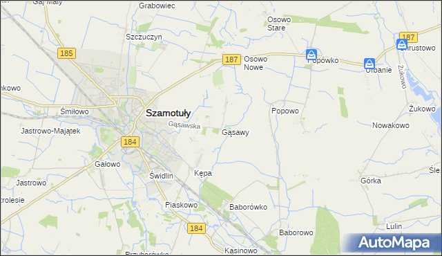 mapa Gąsawy, Gąsawy na mapie Targeo