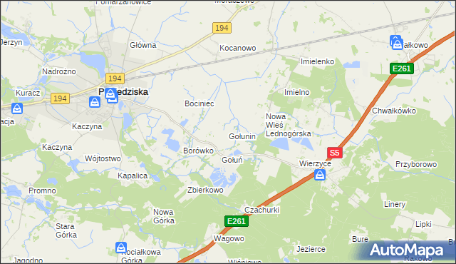 mapa Gołunin, Gołunin na mapie Targeo