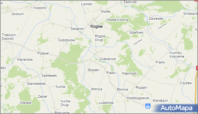 mapa Grabienice, Grabienice na mapie Targeo