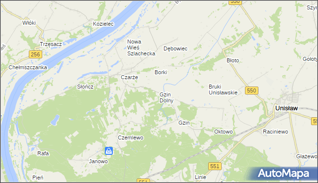 mapa Gzin Dolny, Gzin Dolny na mapie Targeo