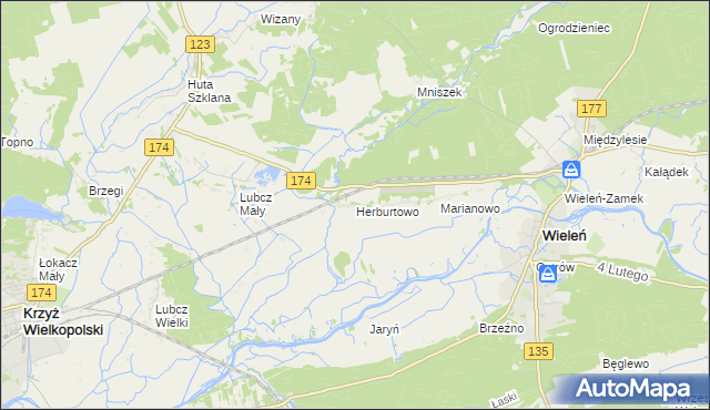 mapa Herburtowo, Herburtowo na mapie Targeo