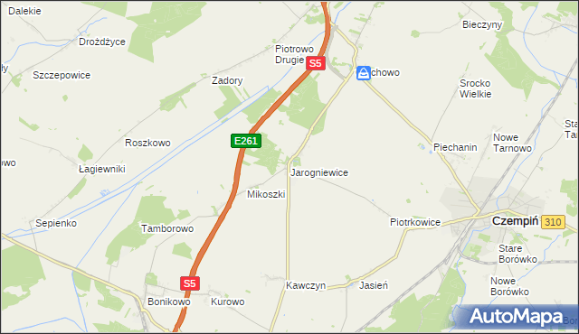 mapa Jarogniewice, Jarogniewice na mapie Targeo