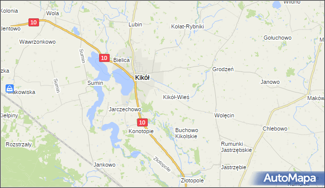 mapa Kikół-Wieś, Kikół-Wieś na mapie Targeo