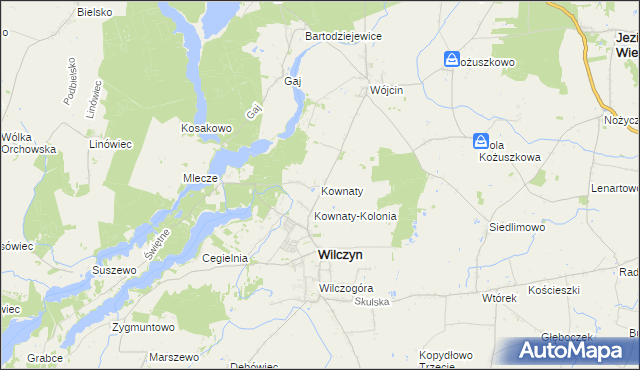 mapa Kownaty gmina Wilczyn, Kownaty gmina Wilczyn na mapie Targeo