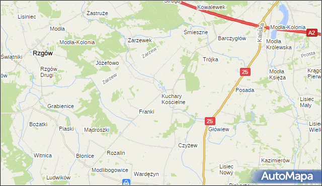 mapa Kuchary Kościelne, Kuchary Kościelne na mapie Targeo