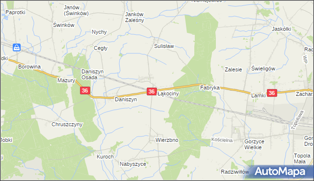 mapa Łąkociny, Łąkociny na mapie Targeo
