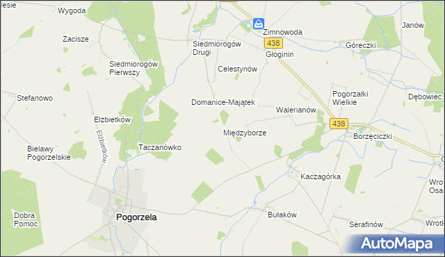 mapa Międzyborze gmina Pogorzela, Międzyborze gmina Pogorzela na mapie Targeo