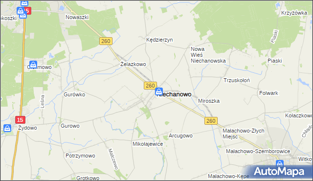 mapa Niechanowo, Niechanowo na mapie Targeo