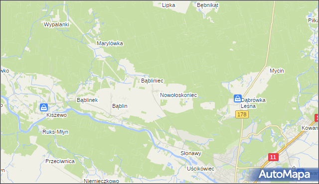 mapa Nowołoskoniec, Nowołoskoniec na mapie Targeo