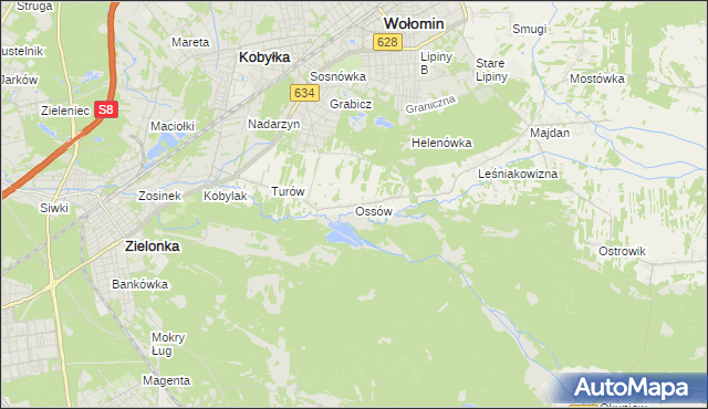 mapa Ossów, Ossów na mapie Targeo