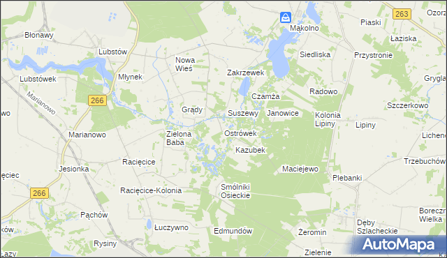 mapa Ostrówek gmina Sompolno, Ostrówek gmina Sompolno na mapie Targeo