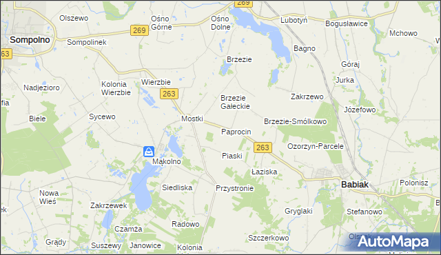mapa Paprocin, Paprocin na mapie Targeo