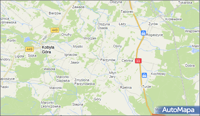 mapa Parzynów, Parzynów na mapie Targeo