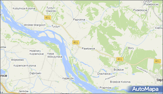 mapa Pawłowice gmina Stężyca, Pawłowice gmina Stężyca na mapie Targeo