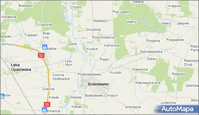 mapa Piaski gmina Bolesławiec, Piaski gmina Bolesławiec na mapie Targeo