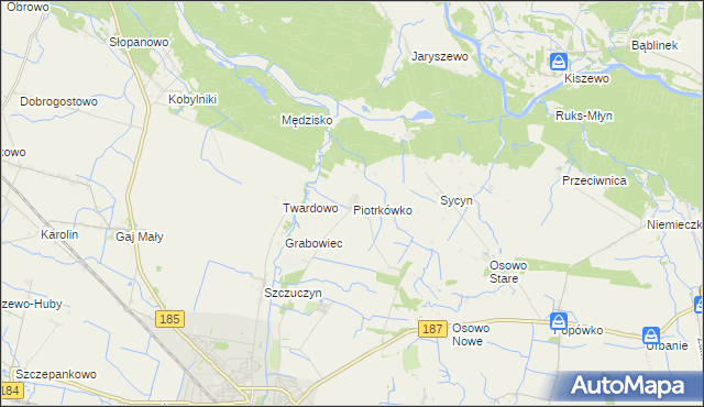 mapa Piotrkówko gmina Szamotuły, Piotrkówko gmina Szamotuły na mapie Targeo