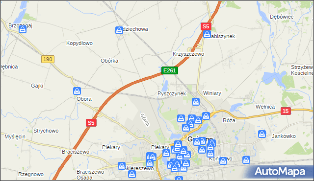 mapa Pyszczynek, Pyszczynek na mapie Targeo