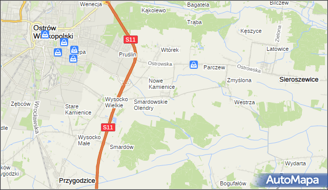 mapa Sadowie gmina Ostrów Wielkopolski, Sadowie gmina Ostrów Wielkopolski na mapie Targeo