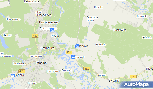 mapa Sasinowo, Sasinowo na mapie Targeo