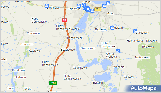 mapa Skarbienice, Skarbienice na mapie Targeo
