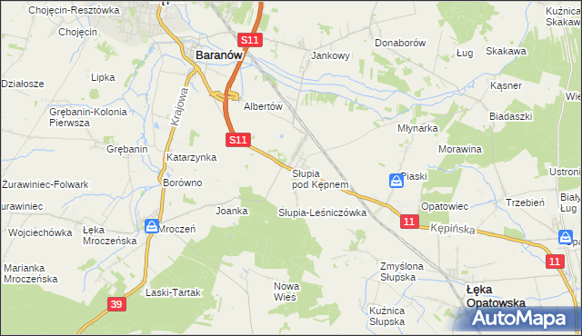 mapa Słupia pod Kępnem, Słupia pod Kępnem na mapie Targeo