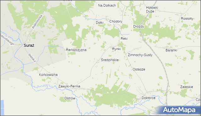 mapa Średzińskie, Średzińskie na mapie Targeo