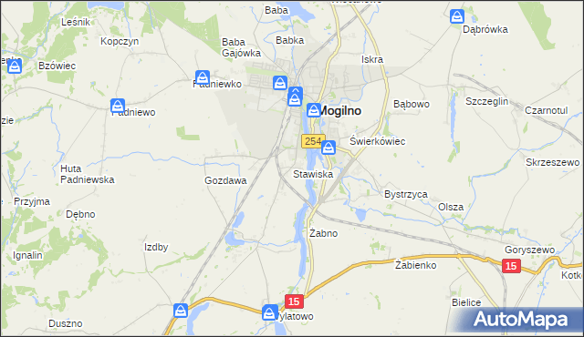 mapa Stawiska gmina Mogilno, Stawiska gmina Mogilno na mapie Targeo