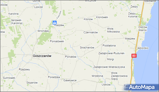 mapa Strachanów, Strachanów na mapie Targeo