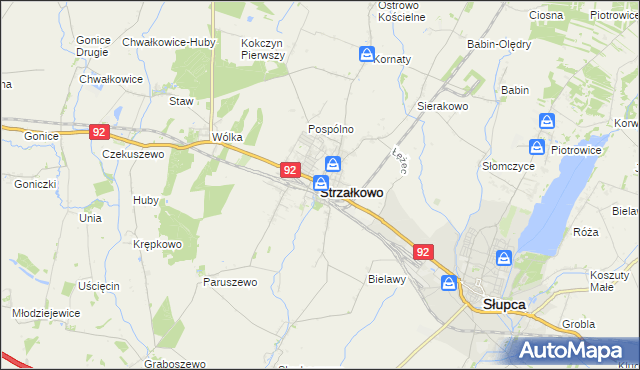 mapa Strzałkowo powiat słupecki, Strzałkowo powiat słupecki na mapie Targeo