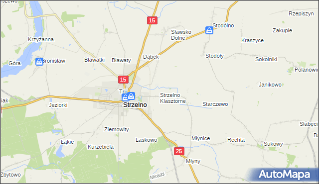 mapa Strzelno Klasztorne, Strzelno Klasztorne na mapie Targeo