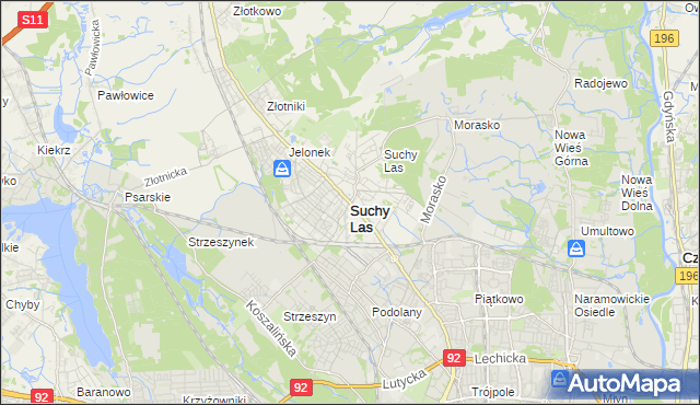 mapa Suchy Las powiat poznański, Suchy Las powiat poznański na mapie Targeo