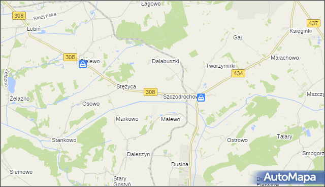 mapa Szczodrochowo gmina Gostyń, Szczodrochowo gmina Gostyń na mapie Targeo