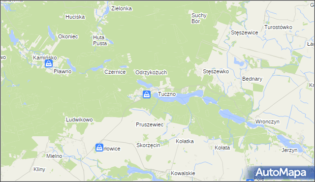 mapa Tuczno gmina Pobiedziska, Tuczno gmina Pobiedziska na mapie Targeo