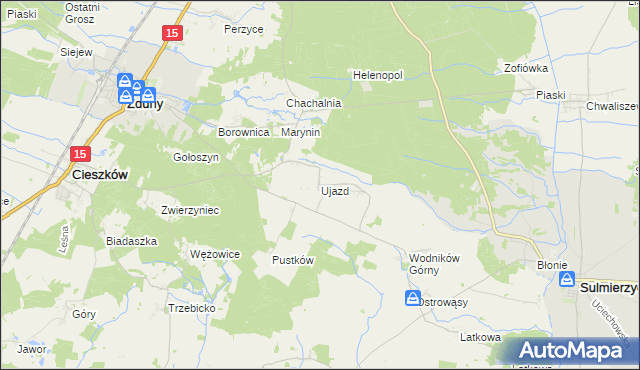 mapa Ujazd gmina Cieszków, Ujazd gmina Cieszków na mapie Targeo