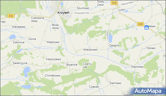 mapa Wieszkowo, Wieszkowo na mapie Targeo