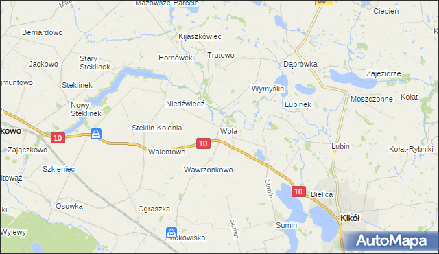 mapa Wola gmina Kikół, Wola gmina Kikół na mapie Targeo