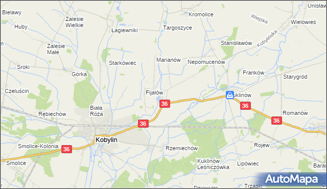 mapa Wyganów gmina Kobylin, Wyganów gmina Kobylin na mapie Targeo