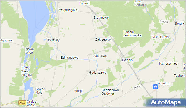 mapa Zakrzewo gmina Siedlec, Zakrzewo gmina Siedlec na mapie Targeo