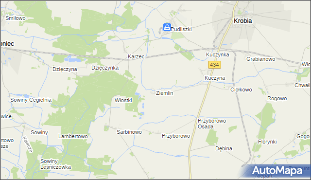 mapa Ziemlin, Ziemlin na mapie Targeo