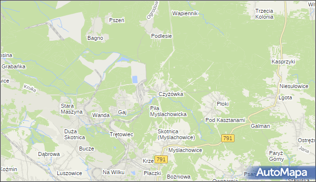 mapa Czyżówka gmina Trzebinia, Czyżówka gmina Trzebinia na mapie Targeo