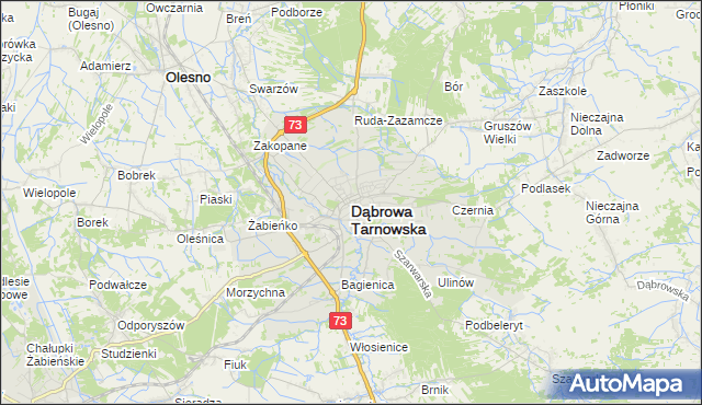 mapa Dąbrowa Tarnowska, Dąbrowa Tarnowska na mapie Targeo