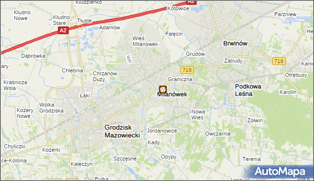 mapa Milanówek, Milanówek na mapie Targeo