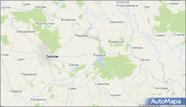 mapa Podlesie gmina Żerków, Podlesie gmina Żerków na mapie Targeo